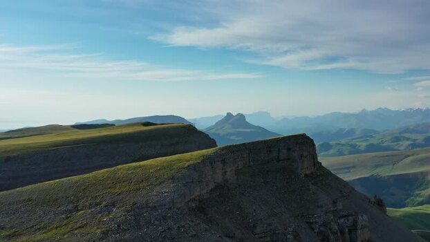 Aerial view of Bermamyt Plateau in Malokarachayevsky District Russia.