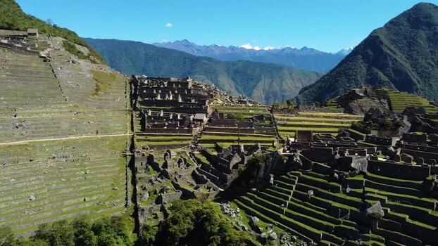 Aerial view of Historic Sanctuary of Machu Picchu Peru. Aerial view of Historic Sanctuary of Machu Picchu Peru.