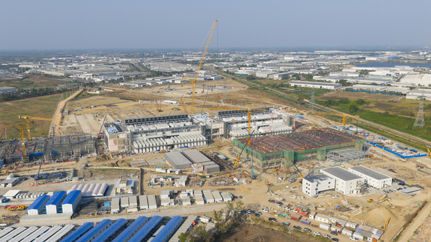 Aerial View of Hyperscale Data Center Construction in Chonburi