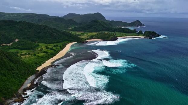 Aerial view of the coastline of Bali Indonesia.