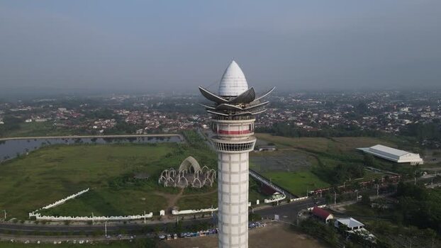 Aerial view of Menara Pandang Teratai tower Indonesia. Aerial view of Menara Pandang Teratai tower Indonesia.