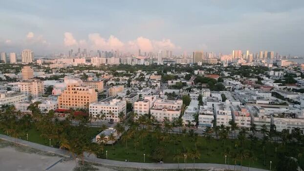 Aerial view of Miami Beach skyline and coastline United States. Aerial view of Miami Beach skyline and coastline United States.