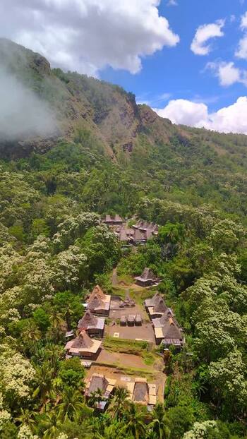 Aerial view of Tololela Traditional Village in the mountains Indonesia. Aerial view of Tololela Traditional Village in the mountains Indonesia.