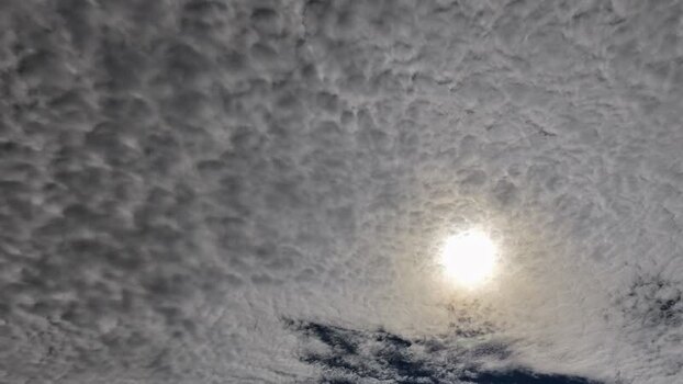 Aerial view of speckled clouds with sun in White Rock United States.
