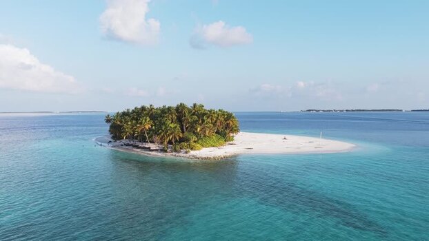 Aerial view of a tropical island with palm trees Maldives. Aerial view of a tropical island with palm trees Maldives.