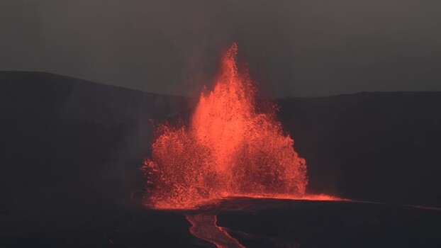 View of a dramatic volcanic eruption United States.