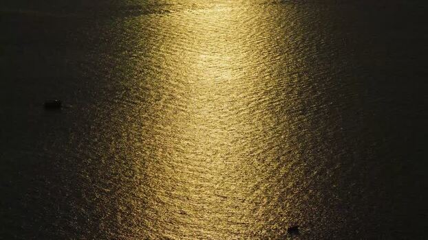 Aerial view of Brijuni National Park waters at sunset Croatia.