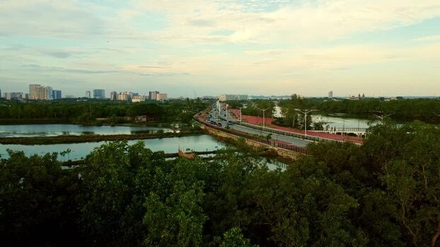 Aerial view of Iloilo Sunset Boulevard in Iloilo City Philippines.