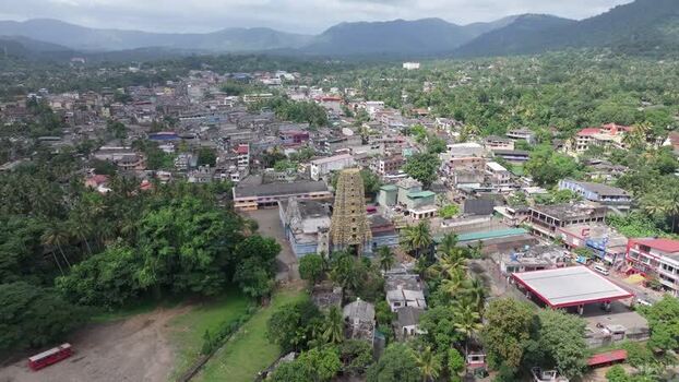 Aerial view of the historic temple in Kandy Sri Lanka.