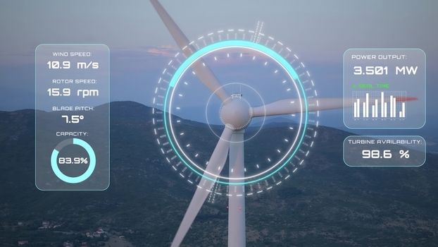 Aerial view of Wind Turbine Performance Monitoring Dashboard and Renewable Energy Analytics Aerial view of Wind Turbine Performance Monitoring Dashboard and Renewable Energy Analytics