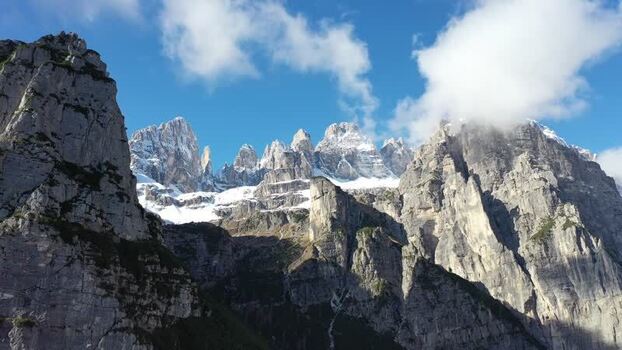Aerial view of the Dolomites of Brenta group mountain peaks Italy. Aerial view of the Dolomites of Brenta group mountain peaks Italy.