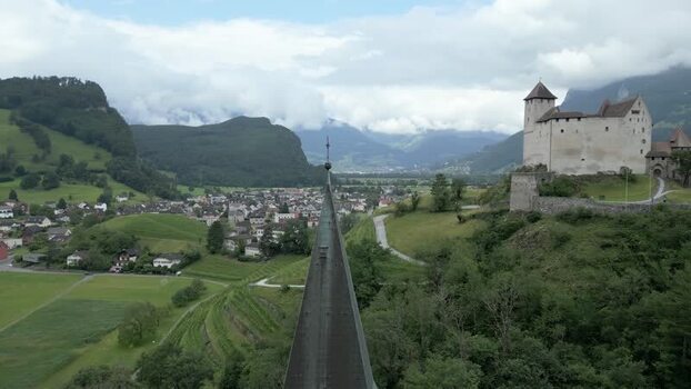Aerial view of Vaduz Castle in Liechtenstein.