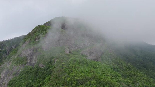 Aerial view of Trou Aux Cerfs Volcano Mauritius.