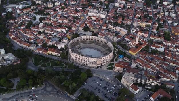 Aerial view of Pula Arena Croatia. Aerial view of Pula Arena Croatia.