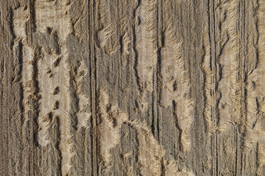 Aerial view of a harvested field displaying patterns of cut stalks and shadows evoking a sense of autumnal calm Chyhyryns kyi district Cherkasy Oblast Ukraine. Aerial view of a harvested field displaying patterns of cut stalks and shadows evoking a sense of autumnal calm Chyhyryns kyi district Cherkasy Oblast Ukraine.