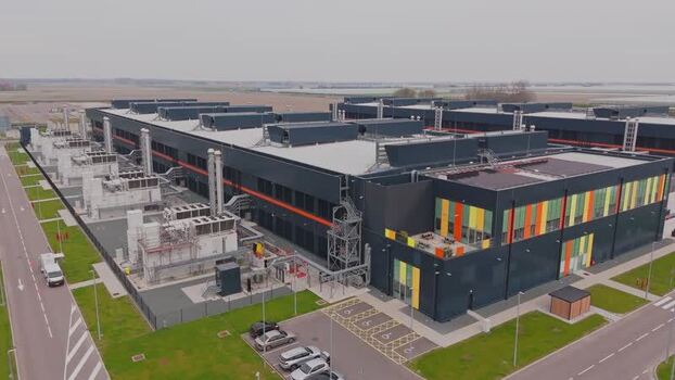 Aerial view of Microsoft datacenter AMS campus 13 Netherlands.