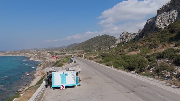 Aerial view of coastal road in Famagusta Northern Cyprus.
