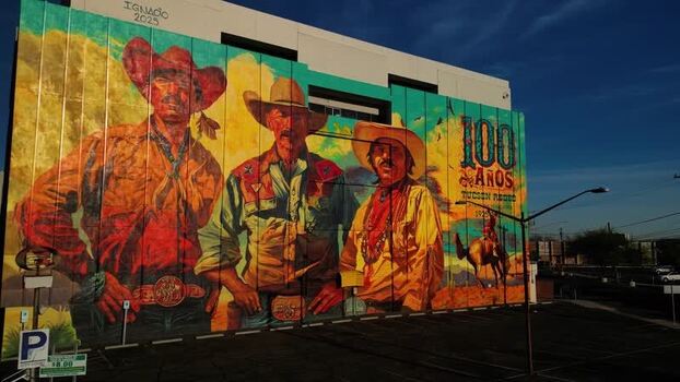 Aerial view of Tucson Rodeo mural United States. Aerial view of Tucson Rodeo mural United States.
