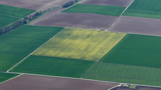 Aerial view of agricultural fields France.