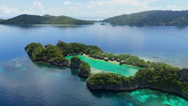 Aerial view of Rufus Reep Dive Site in Raja Ampat Indonesia. Aerial view of Rufus Reep Dive Site in Raja Ampat Indonesia.