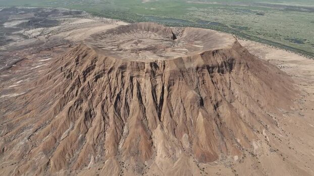 Aerial view of a volcanic crater in the Danakil Desert Ethiopia. Aerial view of a volcanic crater in the Danakil Desert Ethiopia.