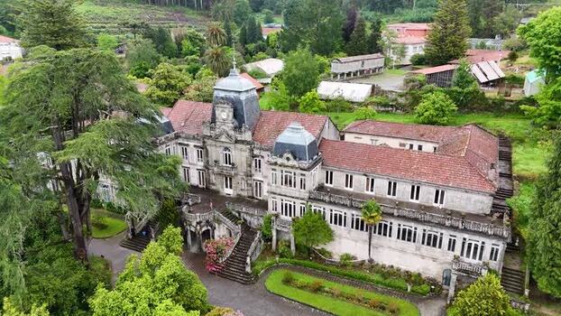 Aerial view of Pazo de Lourizan manor in Agrovello Spain. Aerial view of Pazo de Lourizan manor in Agrovello Spain.