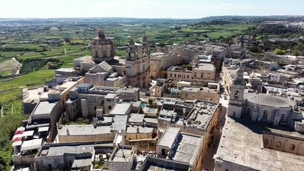 Aerial view of St. Paul s Cathedral and Mdina old town Malta. Aerial view of St. Paul s Cathedral and Mdina old town Malta.