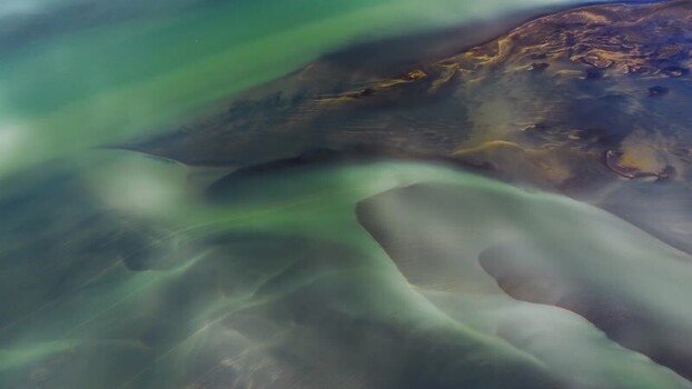 Aerial view of Jokulsarlon glacial lagoon Iceland.