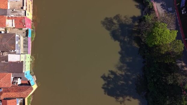 Aerial view of Pirapora do Bom Jesus river Brazil.