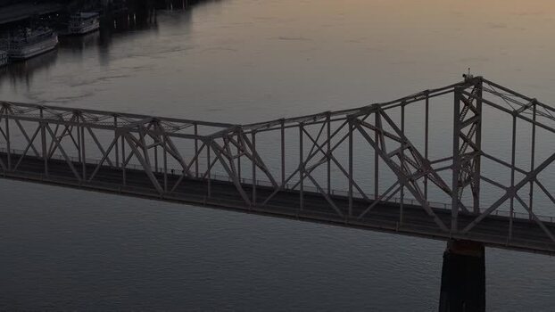 Aerial view of the steel truss bridge over the Ohio River United States. Aerial view of the steel truss bridge over the Ohio River United States.