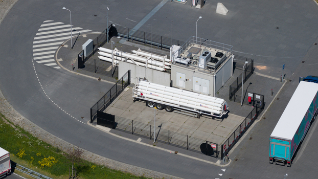 Aerial View of Rolande Hydrogen and LNG Gas Station