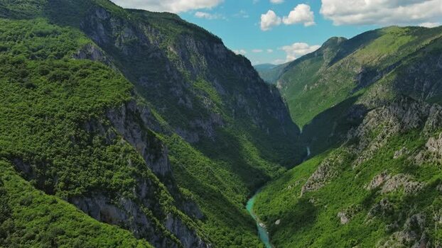 Aerial view of Tara River Canyon in Montenegro.