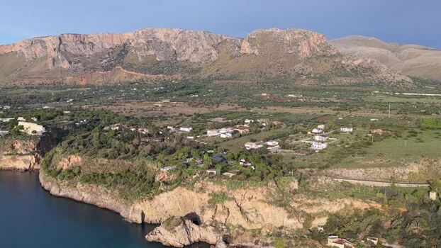 Aerial view of Terrasini coastal landscape Italy.