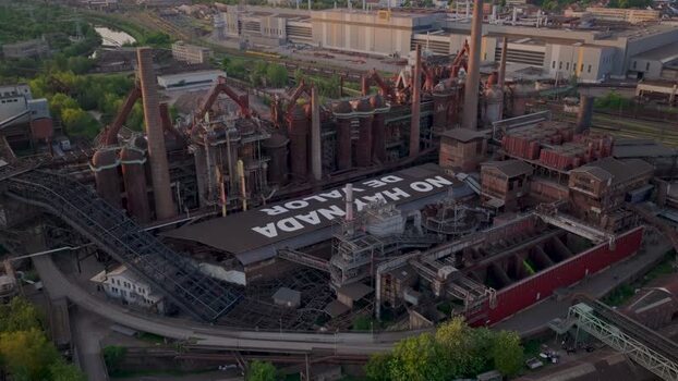Aerial view of Volklingen Ironworks industrial complex Germany.