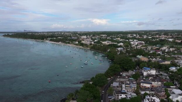 Aerial view of Trou aux Biches Beach Mauritius.