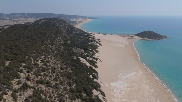 Aerial view of Golden Beach in Famagusta Northern Cyprus.