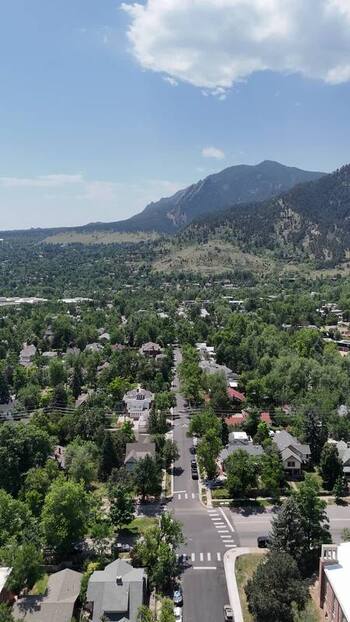 Aerial view of Boulder with the Flatirons United States. Aerial view of Boulder with the Flatirons United States.