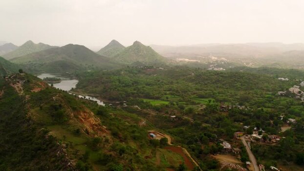 Aerial view of Baahubali Hills in Morwaniya India.
