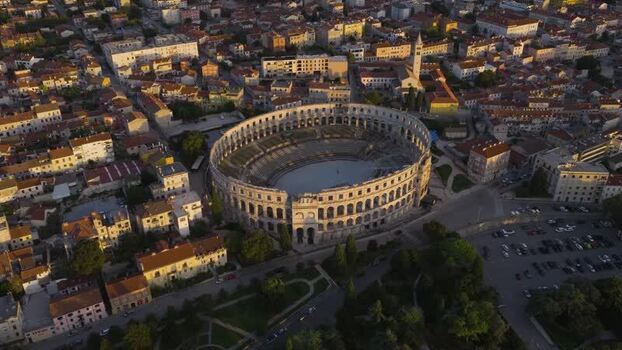 Aerial view of Pula Arena in Pula Croatia. Aerial view of Pula Arena in Pula Croatia.