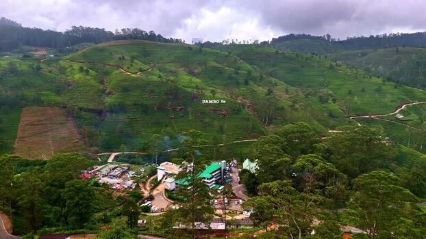 Aerial view of Damro Tea Factory in Sri Lanka.