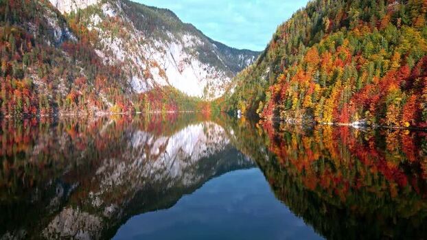 Aerial view of Attersee lake in Vocklabruck District Austria.