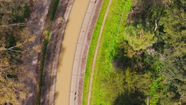 Aerial view of Canal de Guadarranque irrigation system Spain. Aerial view of Canal de Guadarranque irrigation system Spain.