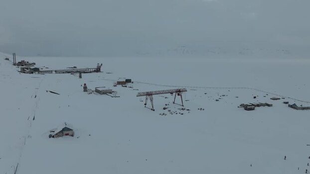 Aerial view of Pyramiden in Svalbard and Jan Mayen.