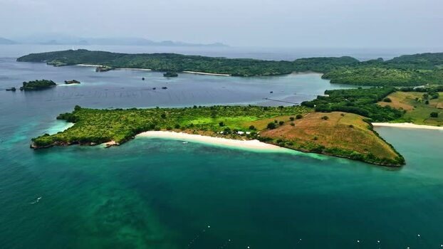 Aerial view of Bali coastline Indonesia.