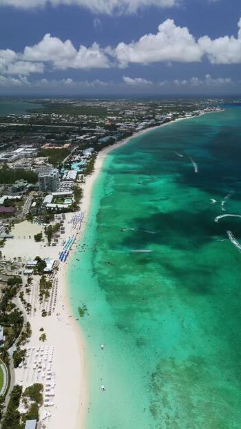 Aerial view of Grand Cayman coastline Cayman Islands. Aerial view of Grand Cayman coastline Cayman Islands.