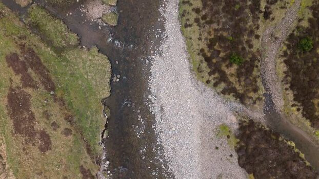 Aerial view of a river flowing through the landscape United Kingdom. Aerial view of a river flowing through the landscape United Kingdom.