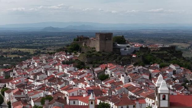 Aerial view of the Castle of Castelo de Vide Portugal.