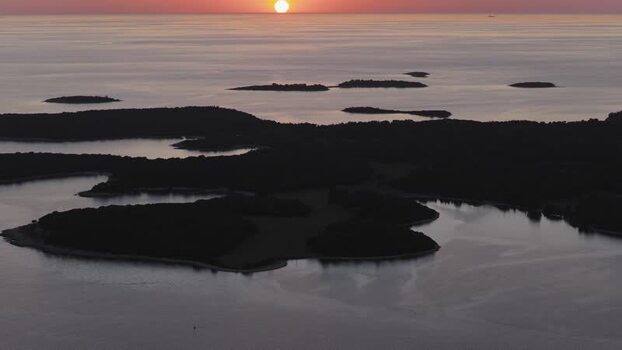 Aerial view of Brijuni National Park at sunset Croatia.