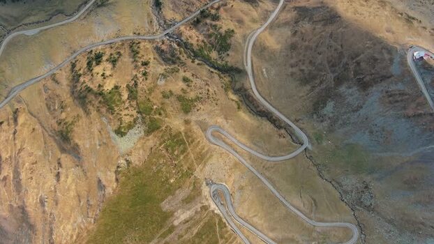 Aerial view of Transfagarasan mountain road in Romania. Aerial view of Transfagarasan mountain road in Romania.