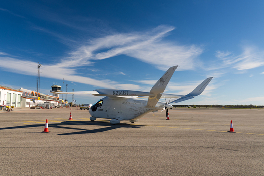 Visby Sweden 07 May 2026 View of Visby Airport with BETA ALIA aircraft parked on the tarmac under a blue sky with wispy clouds.